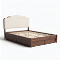 Lit en bois avec tête de lit rembourrée et tiroirs de rangement 200 x 160 x 90cm