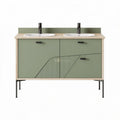 Meuble de salle de bains en bois et métal vert 100 x 45 x 70 cm avec double vasque