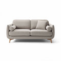 Sofa en tissu bouclé gris clair avec coussin et pieds en bois 180 x 90 x 85cm
