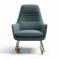 Chaise inclinable en tissu bleu avec structure en bois et métal 70 x 70 x 90cm
