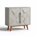 Buffet en bois avec portes en relief gris 60 x 30 x 80cm pour rangement moderne