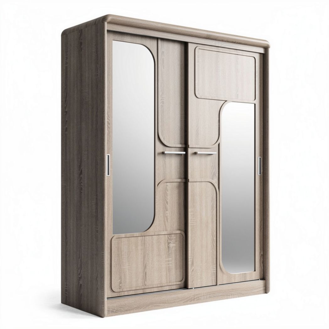 Armoire en bois coloris naturel avec miroirs dimensions 150 x 60 x 180 cm