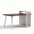 Bureau en bois de noyer avec compartiment de rangement en métal 150 x 75 x 75cm