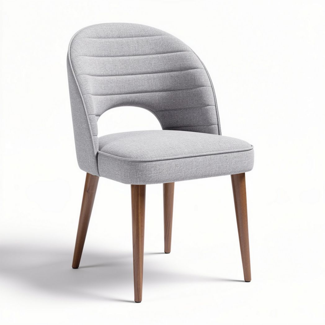 Chaise en tissu gris avec structure en bois dimensions 45 x 55 x 85cm