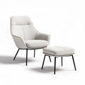 Fauteuil en tissu beige avec repose-pieds dimensions 70 x 70 x 90cm