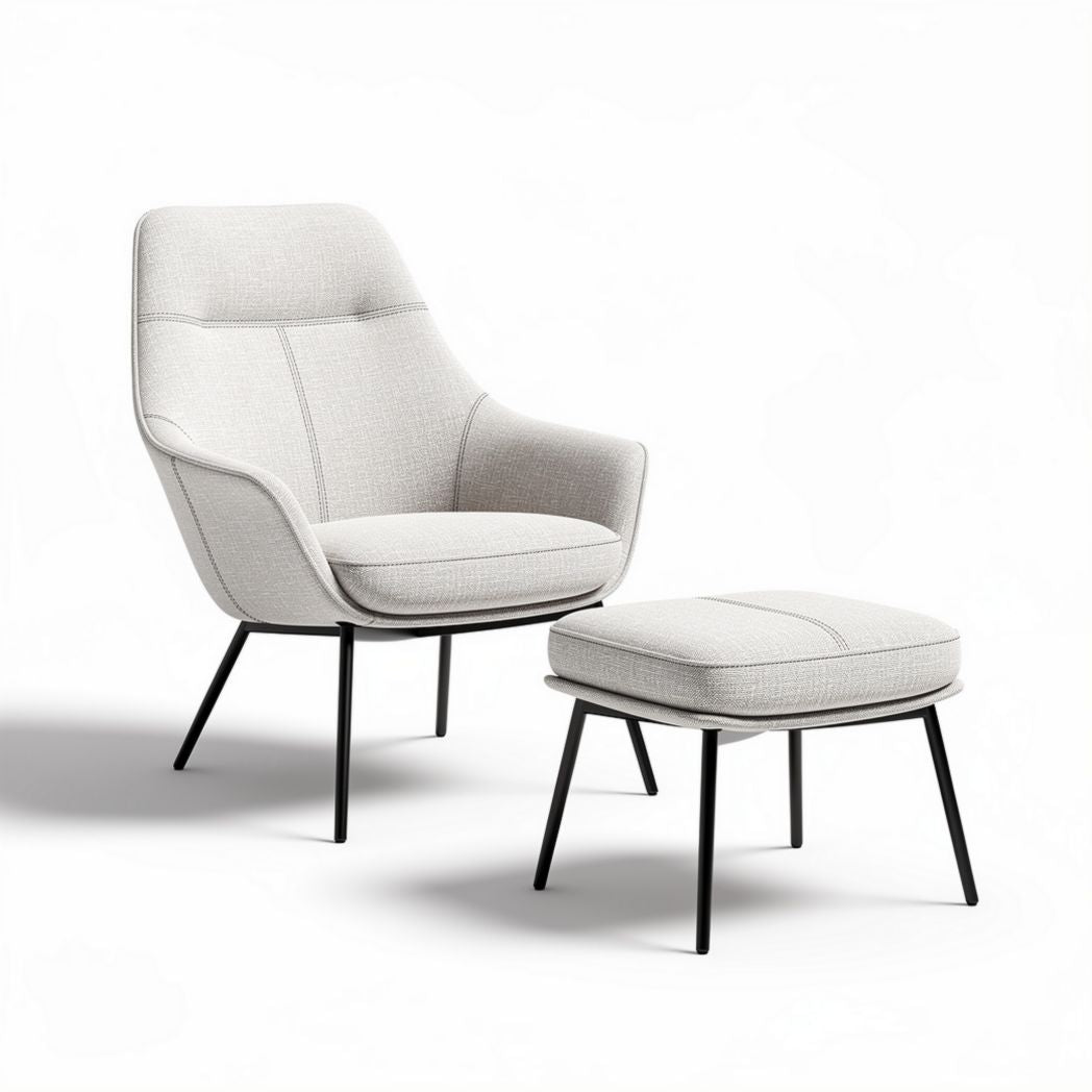 Fauteuil en tissu beige avec repose-pieds dimensions 70 x 70 x 90cm