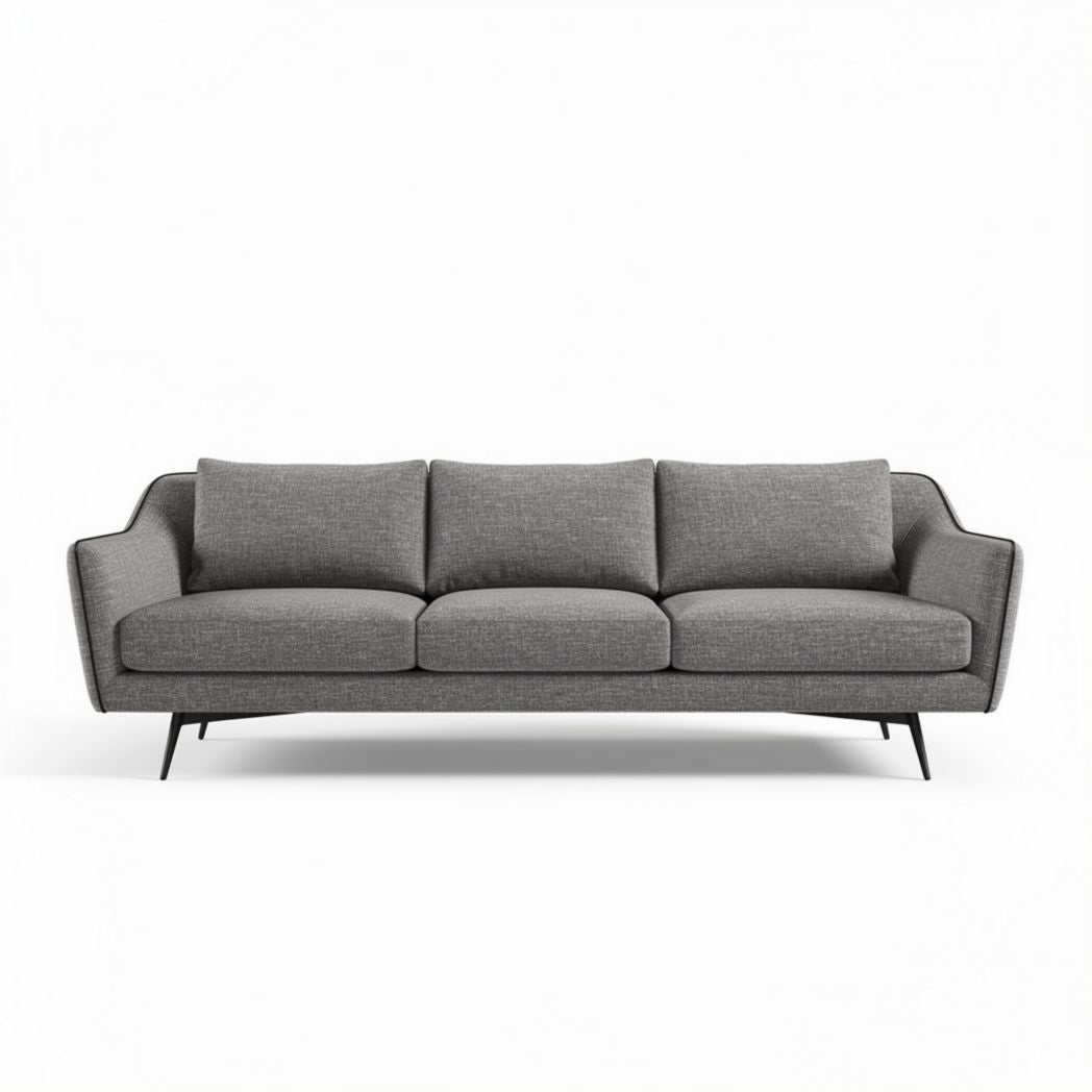 Canapé moderne en tissu gris avec coussins amovibles 200 x 85 x 85cm