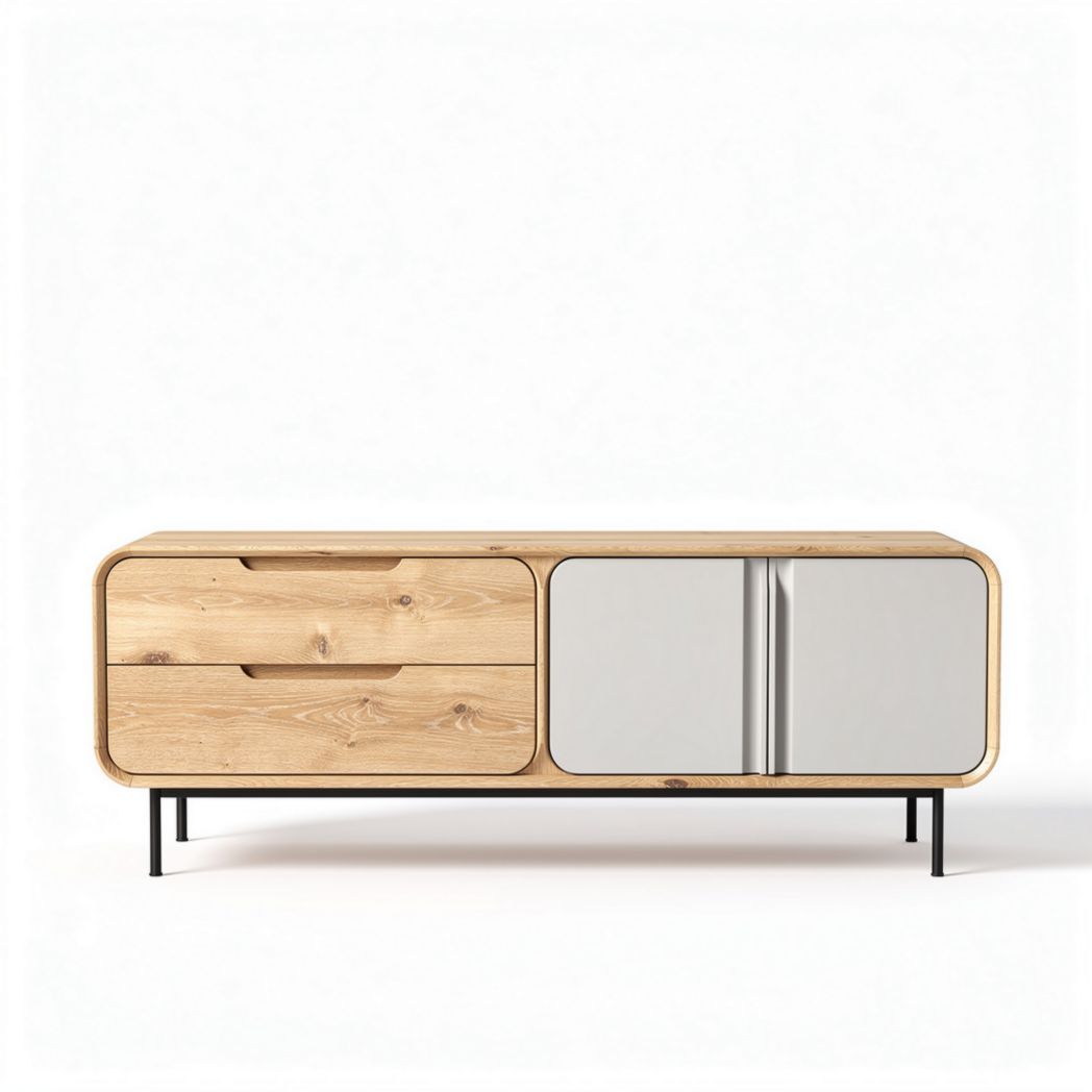 Meuble de rangement en bois avec portes miroir dimensions 150 x 40 x 50cm
